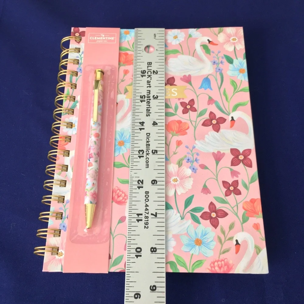 Clementine Spiral Notebook ~ Swan and Flowers